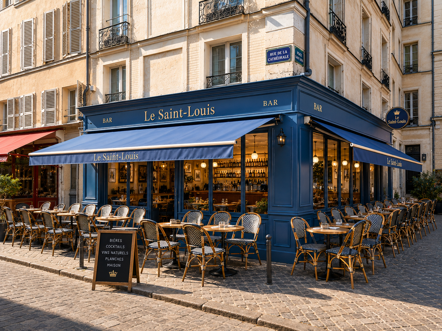 Terrasse du Saint-Louis, angle rue de la Cathédrale et place Saint-Louis, Versailles
